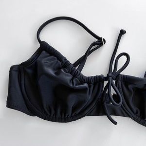 y2k xhilaration black ruched strappy lace bikini top